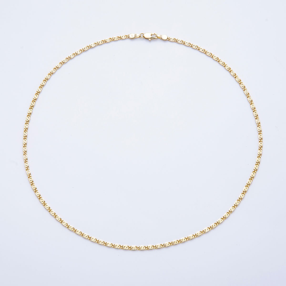 14K Gold Filled 2.5mm Minimalist Scroll Chain 18 Inch Necklace | WA - 04195 - DLUXCA