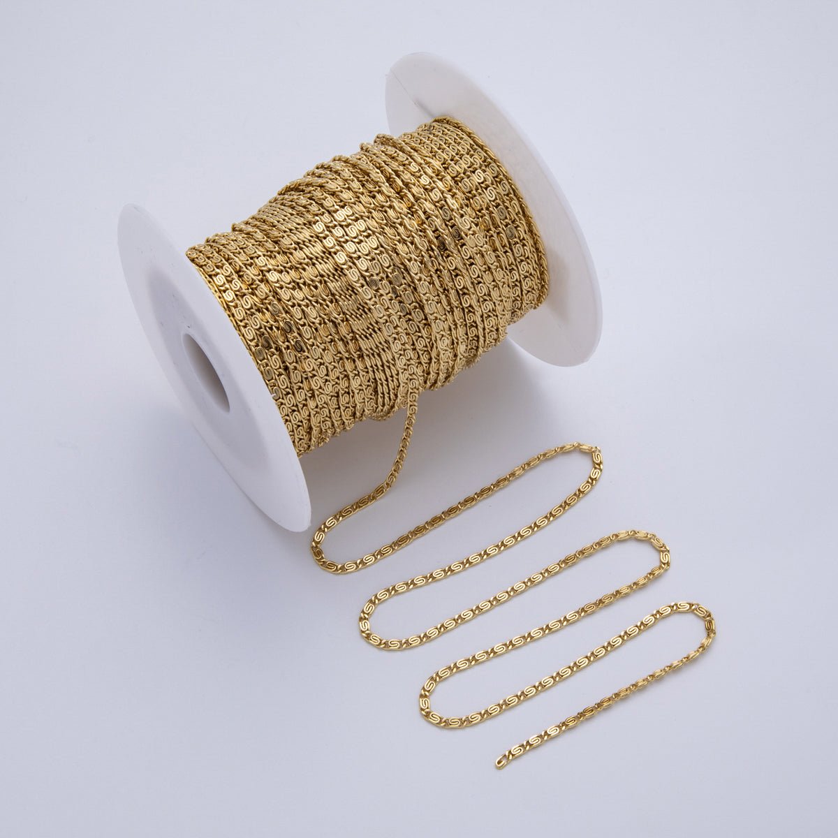 14K Gold Filled 2.5mm Minimalist Scroll Unfinished Chain by Yard | Roll - 1826 - DLUXCA