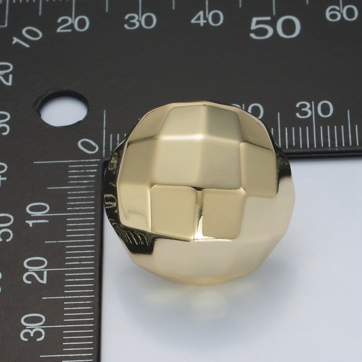 14K Gold Filled 25mm Multifaceted Round Lightweight Stud Earrings in Gold & Silver | AD703 AD704 - DLUXCA