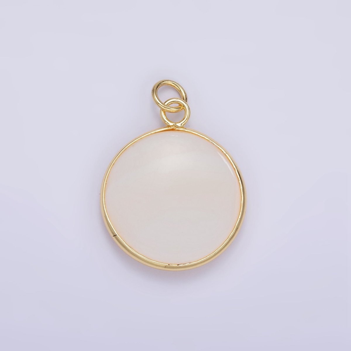14K Gold Filled 25mm Shell Pearl Bezel Round Charm | D568 - DLUXCA