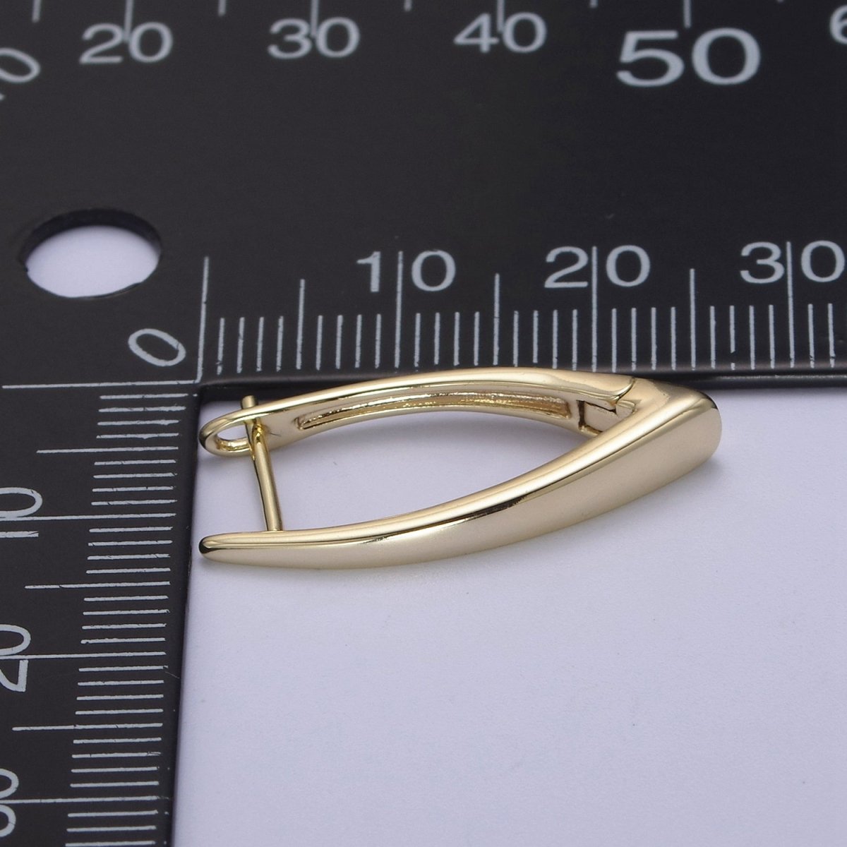 14K Gold Filled 27mm Minimalist Navette English Lock Hoop Earrings | T287 - DLUXCA