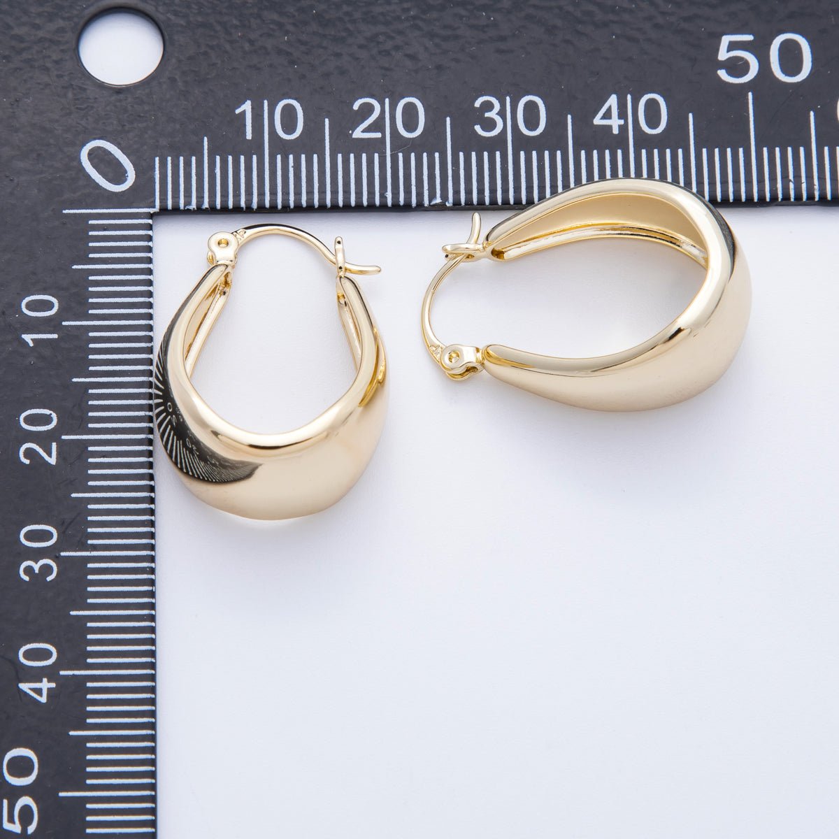 14K Gold Filled 27mm Minimalist Wide U - Shaped Dome Latch Hoop | Earrings - 00188 - DLUXCA