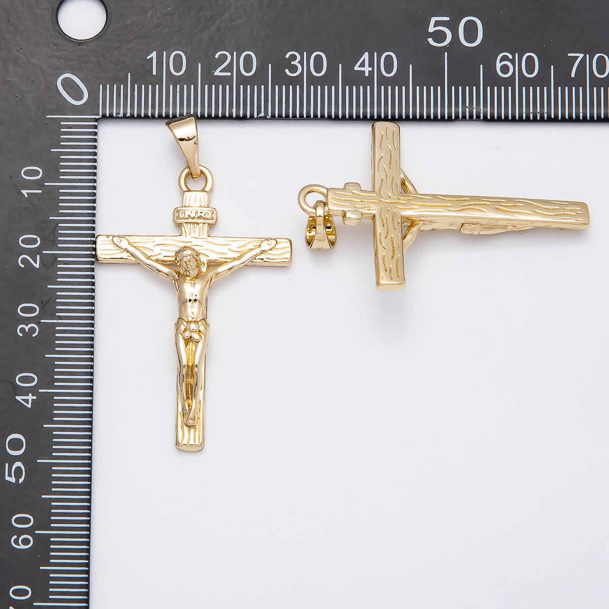 14K Gold Filled 28mm Minimalist Crucifix Cross Religious Pendant | Charms - 00521 - DLUXCA