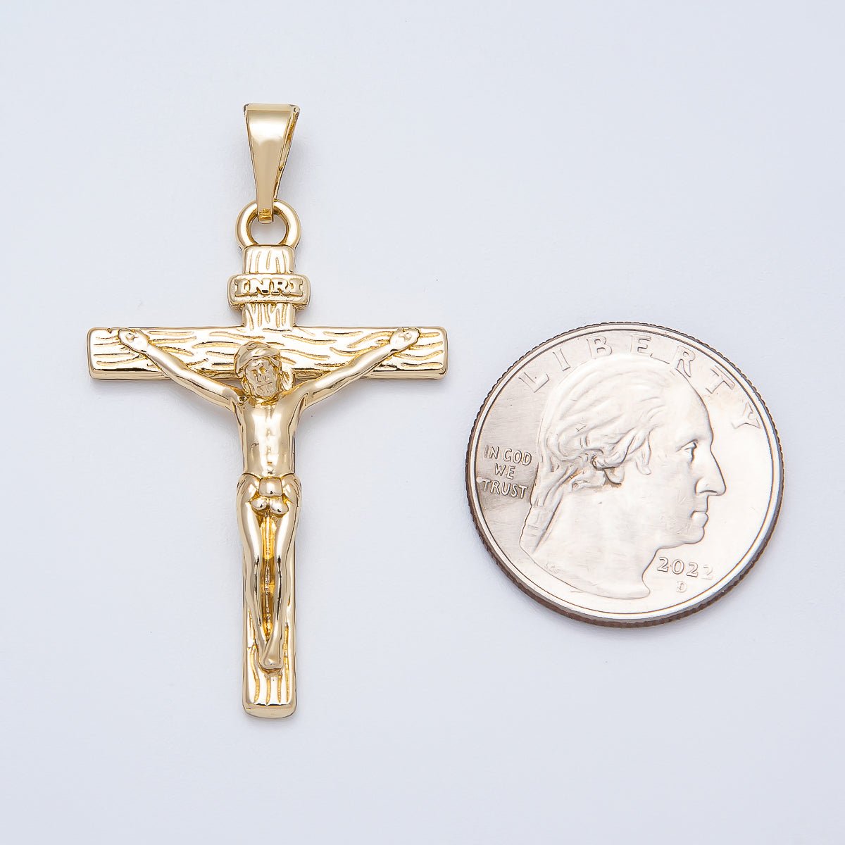 14K Gold Filled 28mm Minimalist Crucifix Cross Religious Pendant | Charms - 00521 - DLUXCA