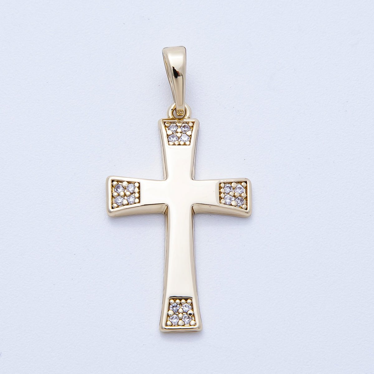14K Gold Filled 29mm Micro Paved CZ Passion Cross Pendant | Charms - 00352 - DLUXCA