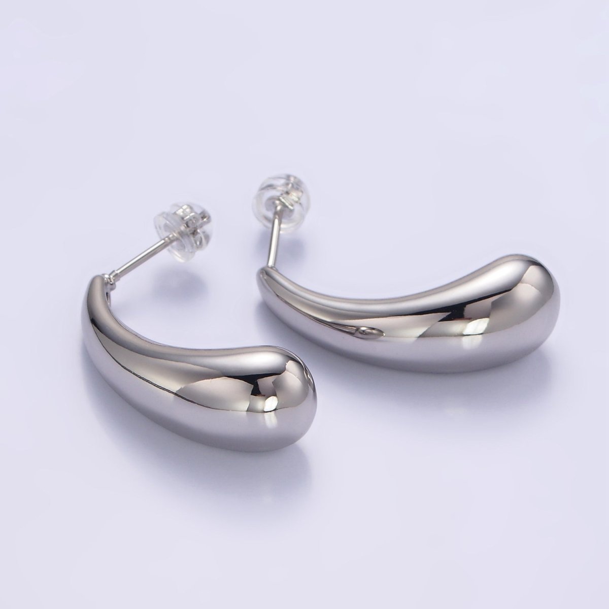 14K Gold Filled 30mm Geometric Teardrop Minimalist Stud Earrings in Silver & Gold | P520 P521 - DLUXCA