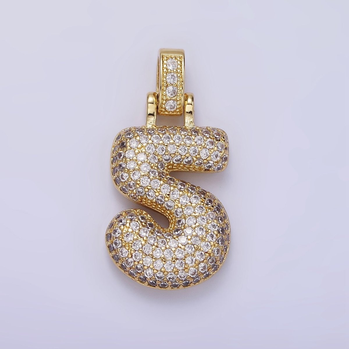 14K Gold Filled 30mm Micro Paved Balloon Bubble Number Pendant | AA1321 - AA1326 - DLUXCA