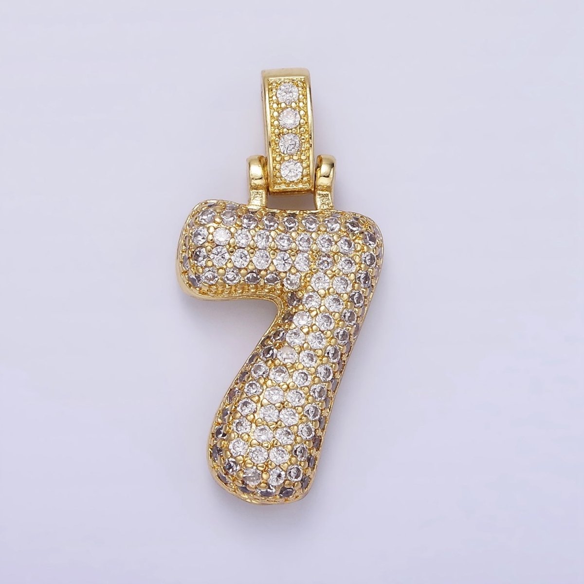 14K Gold Filled 30mm Micro Paved Balloon Bubble Number Pendant | AA1321 - AA1326 - DLUXCA