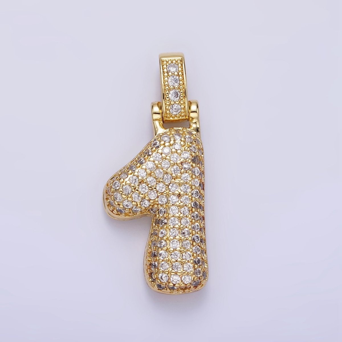 14K Gold Filled 30mm Micro Paved Balloon Bubble Number Pendant | AA1321 - AA1326 - DLUXCA