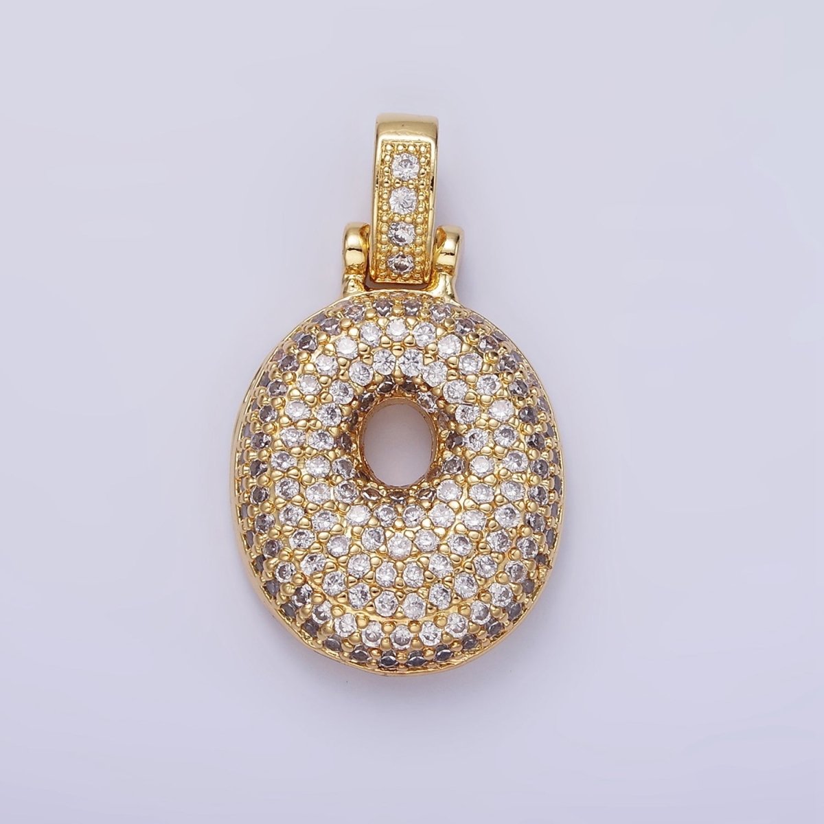 14K Gold Filled 30mm Micro Paved Balloon Bubble Number Pendant | AA1321 - AA1326 - DLUXCA