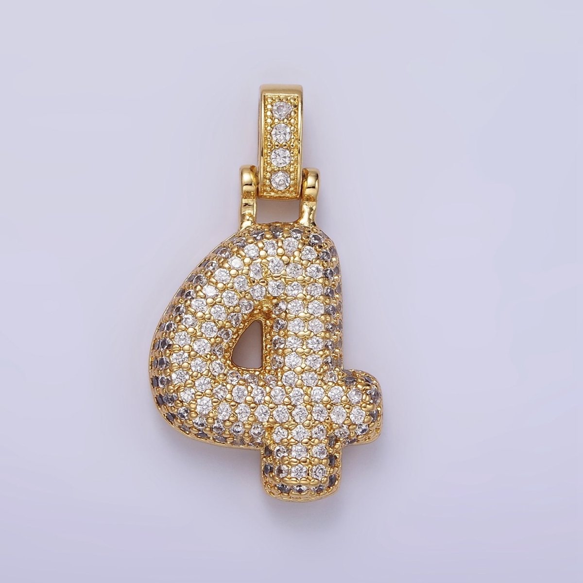 14K Gold Filled 30mm Micro Paved Balloon Bubble Number Pendant | AA1321 - AA1326 - DLUXCA