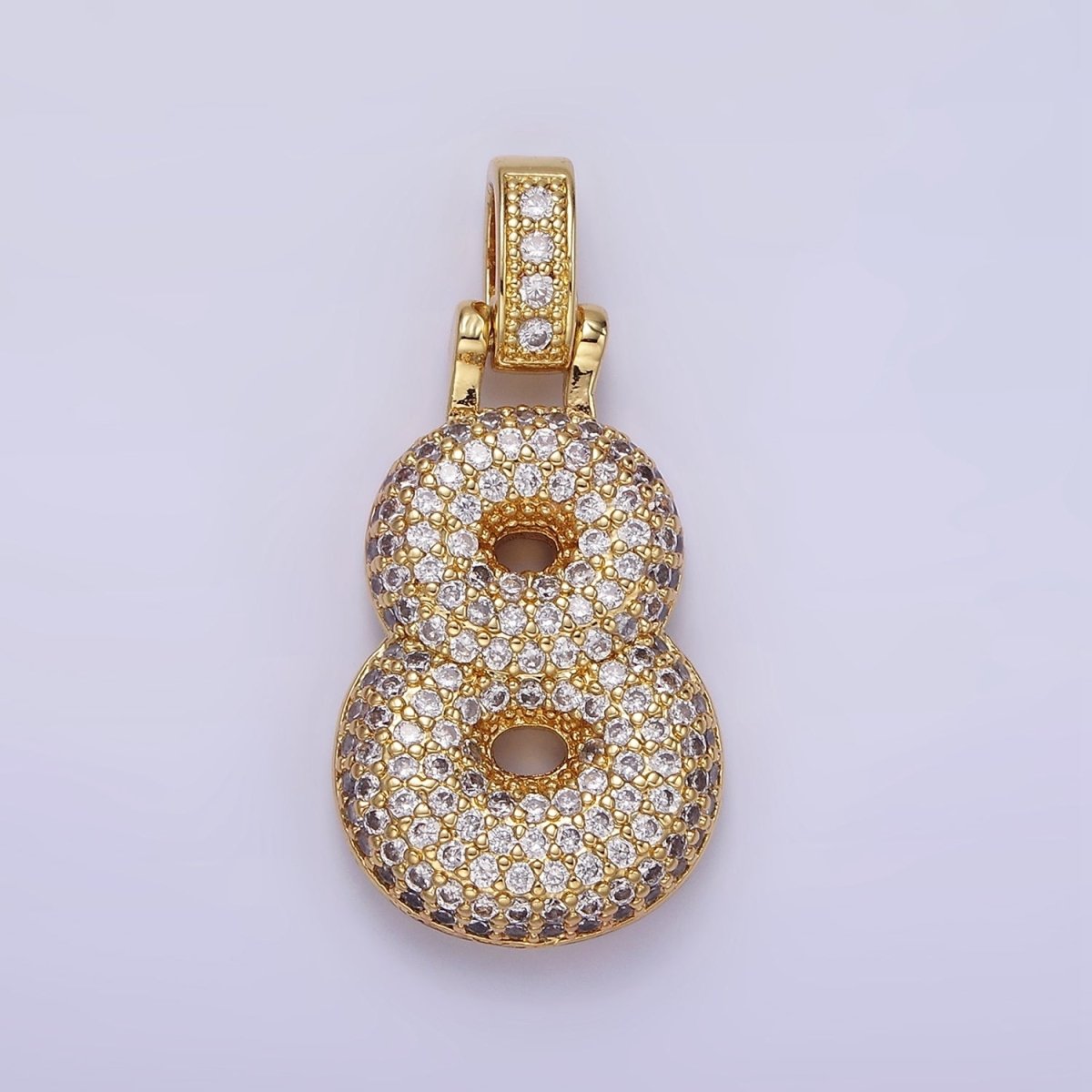 14K Gold Filled 30mm Micro Paved Balloon Bubble Number Pendant | AA1321 - AA1326 - DLUXCA
