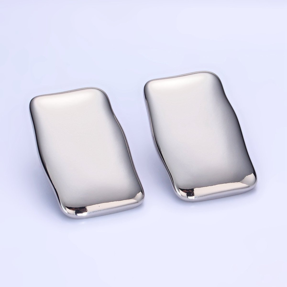 14K Gold Filled 30mm Rectangle Bar Minimalist Stud Earrings in Gold & Silver | P500 P501 - DLUXCA