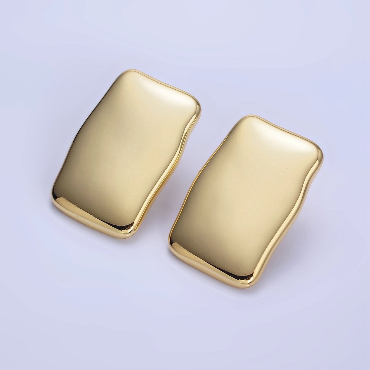 14K Gold Filled 30mm Rectangle Bar Minimalist Stud Earrings in Gold & Silver | P500 P501 - DLUXCA