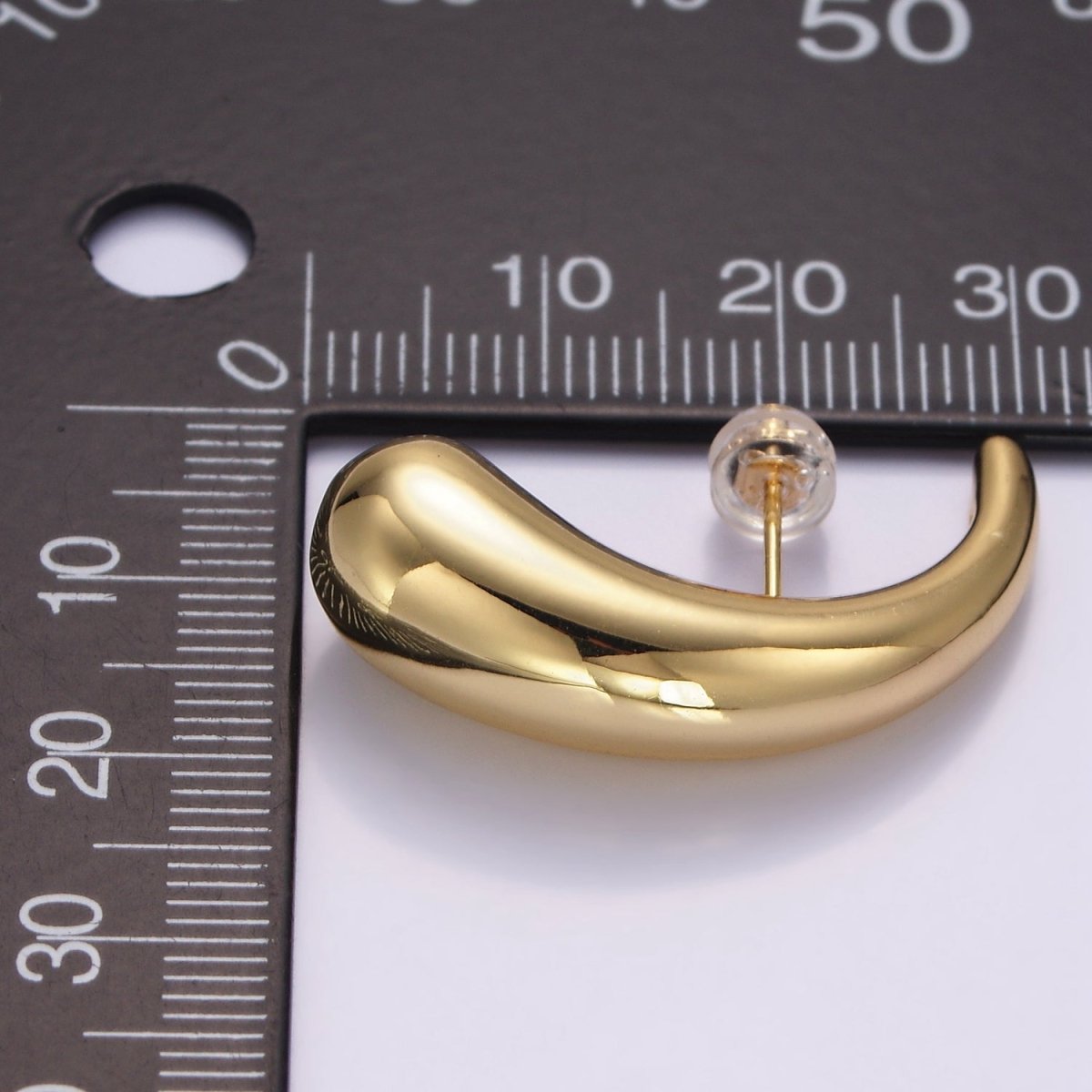 14K Gold Filled 30mm Teardrop Ear Hook Stud Earrings | P517 - DLUXCA