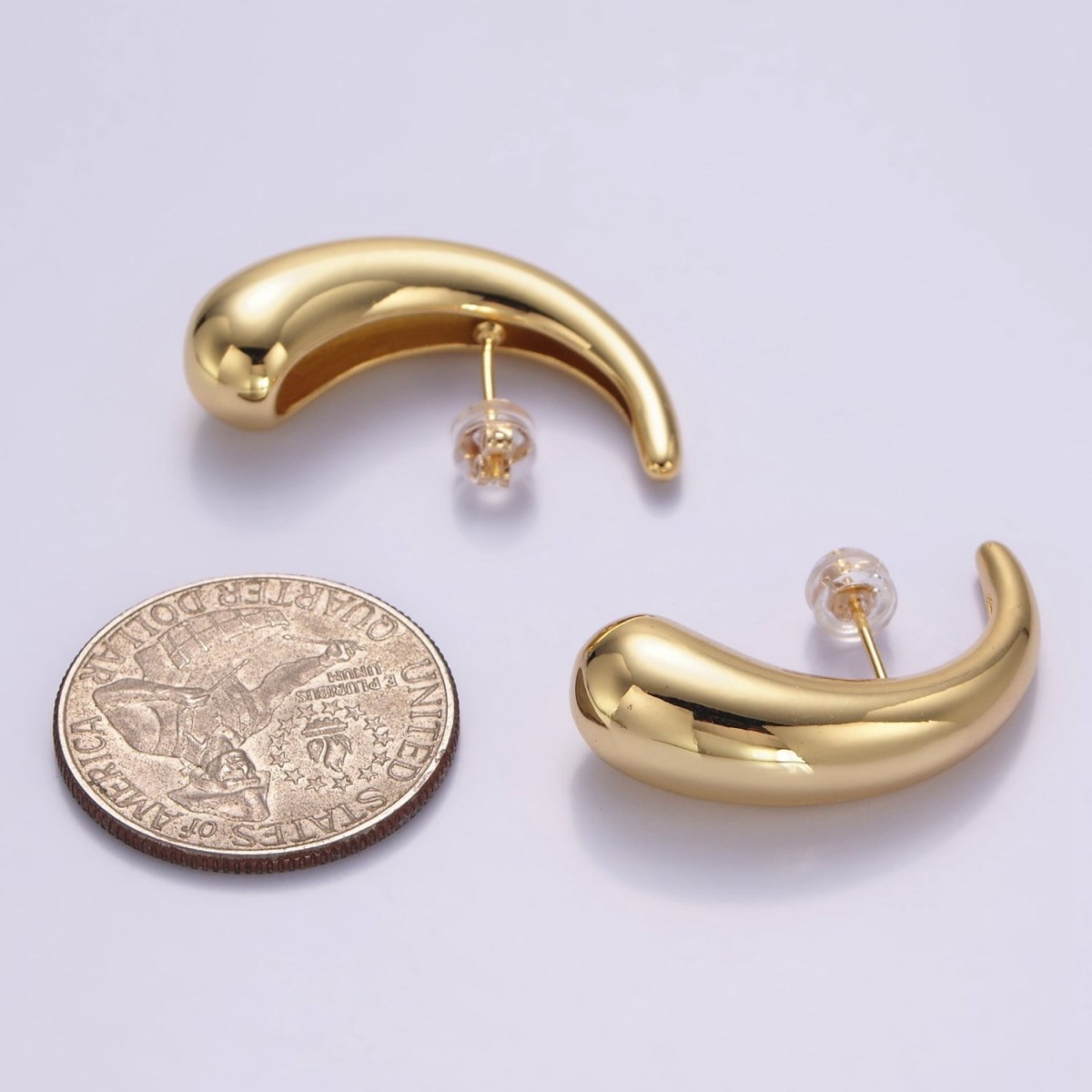 14K Gold Filled 30mm Teardrop Ear Hook Stud Earrings | P517 - DLUXCA