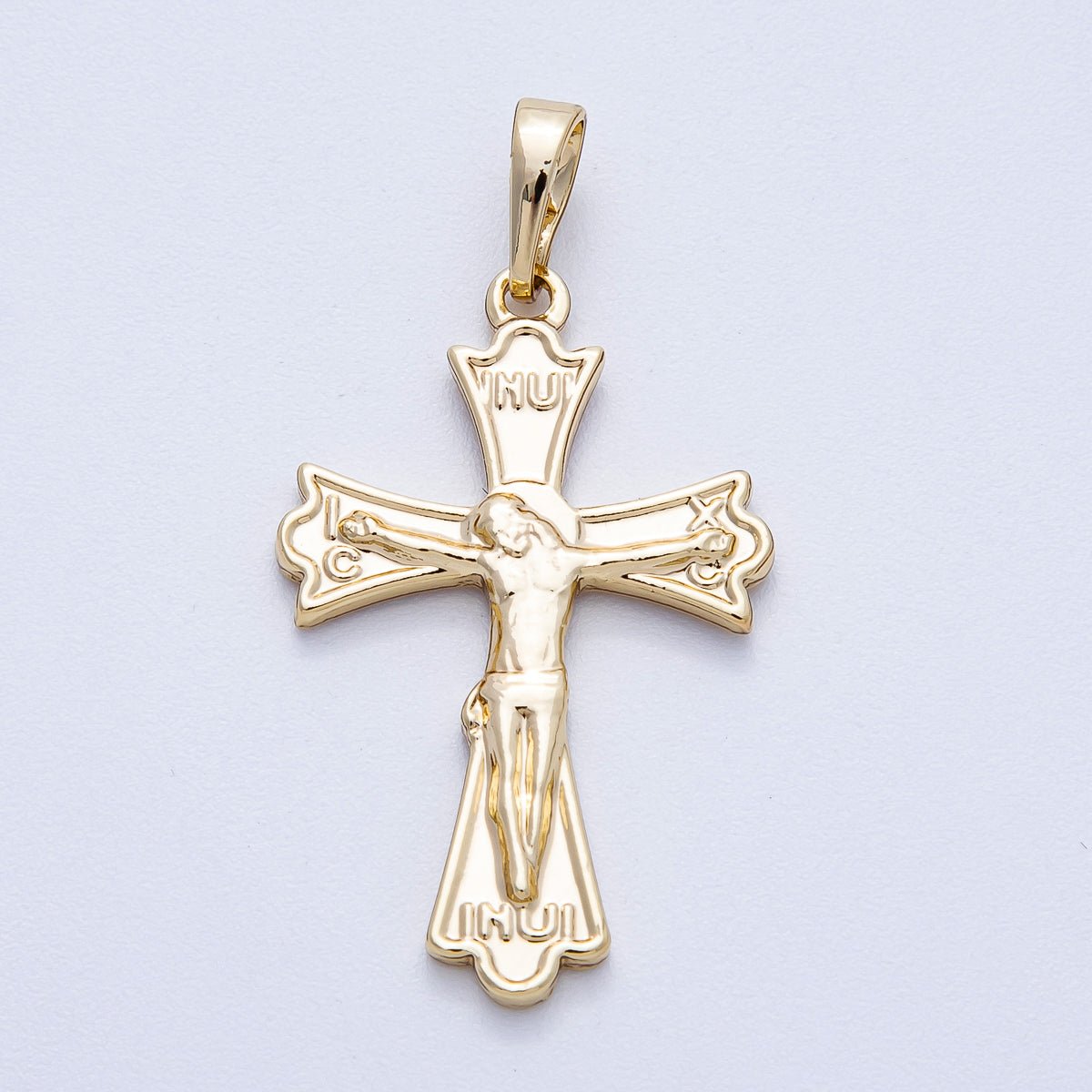 14K Gold Filled 32mm Minimalist Crucifix Religious Cross Pendant | Charms - 00455 - DLUXCA