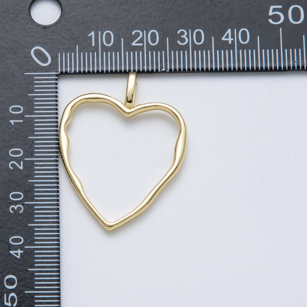 14K Gold Filled 36mm Minimalist Open Molten Heart Charm | Charms - 00038 - DLUXCA