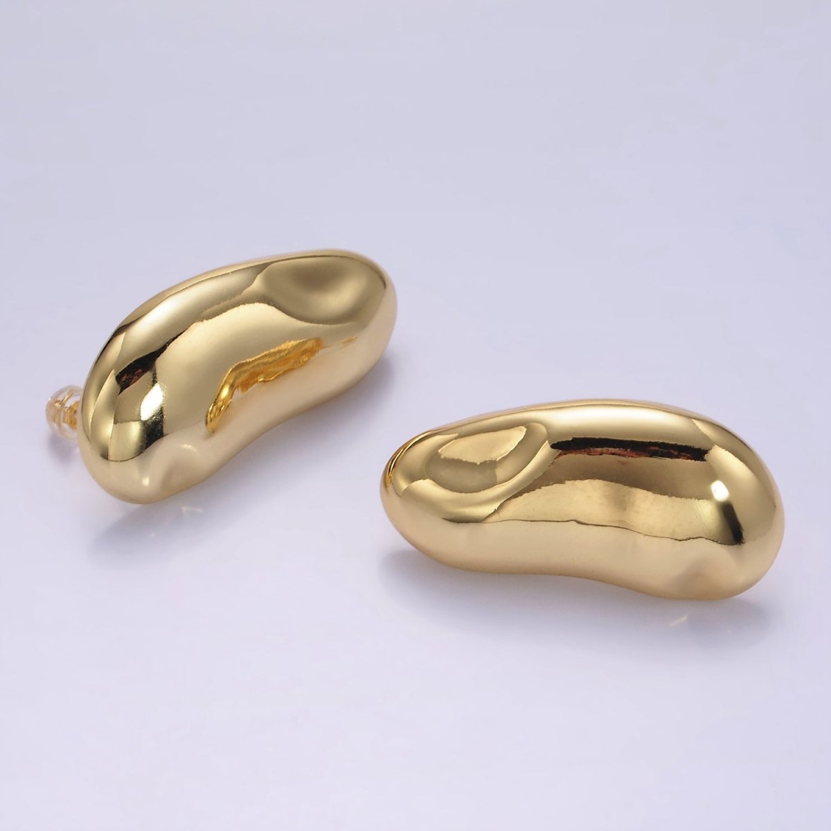 14K Gold Filled 38mm Abstract Molten Foil Drop Stud Earrings | Q047 - DLUXCA