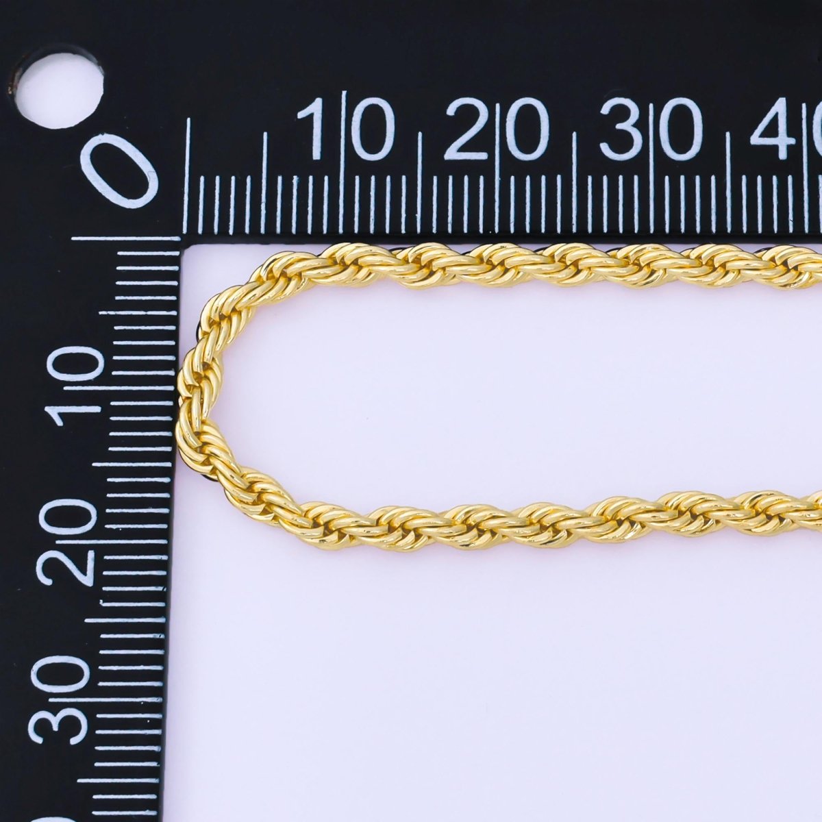14K Gold Filled 3mm Rope Chain 18.5 Inch Necklace w. Extender | WA - 1373 - DLUXCA