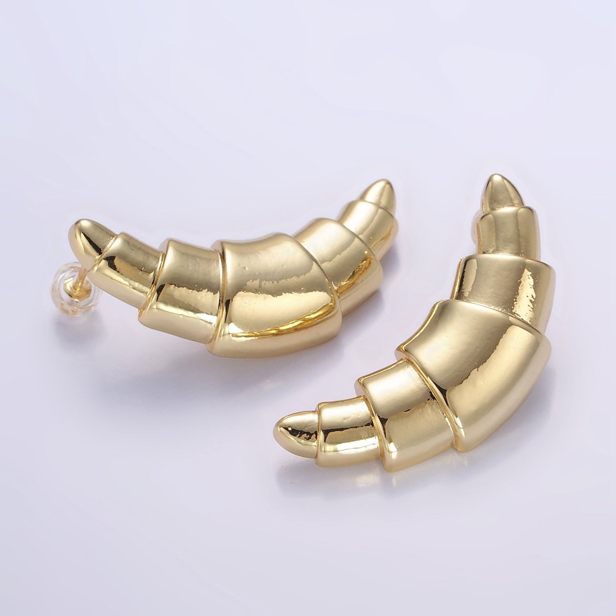 14K Gold Filled 40mm Minimalist Baguette Bread Stud Earrings | Q076 - DLUXCA