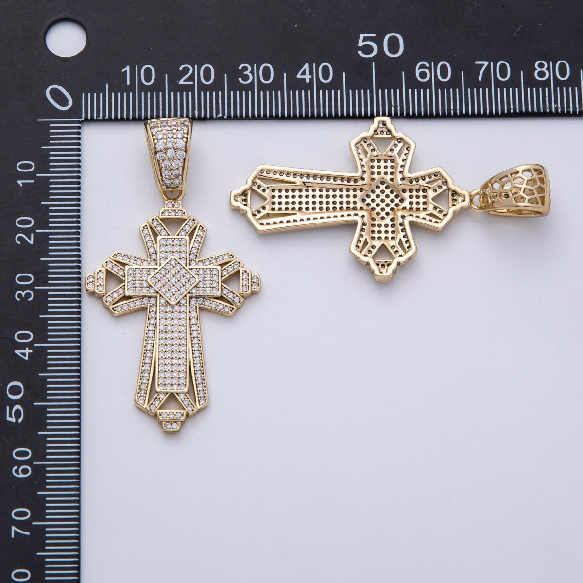 14K Gold Filled 44mm Religious Passion Cross Pendant | Charms - 00136 - DLUXCA