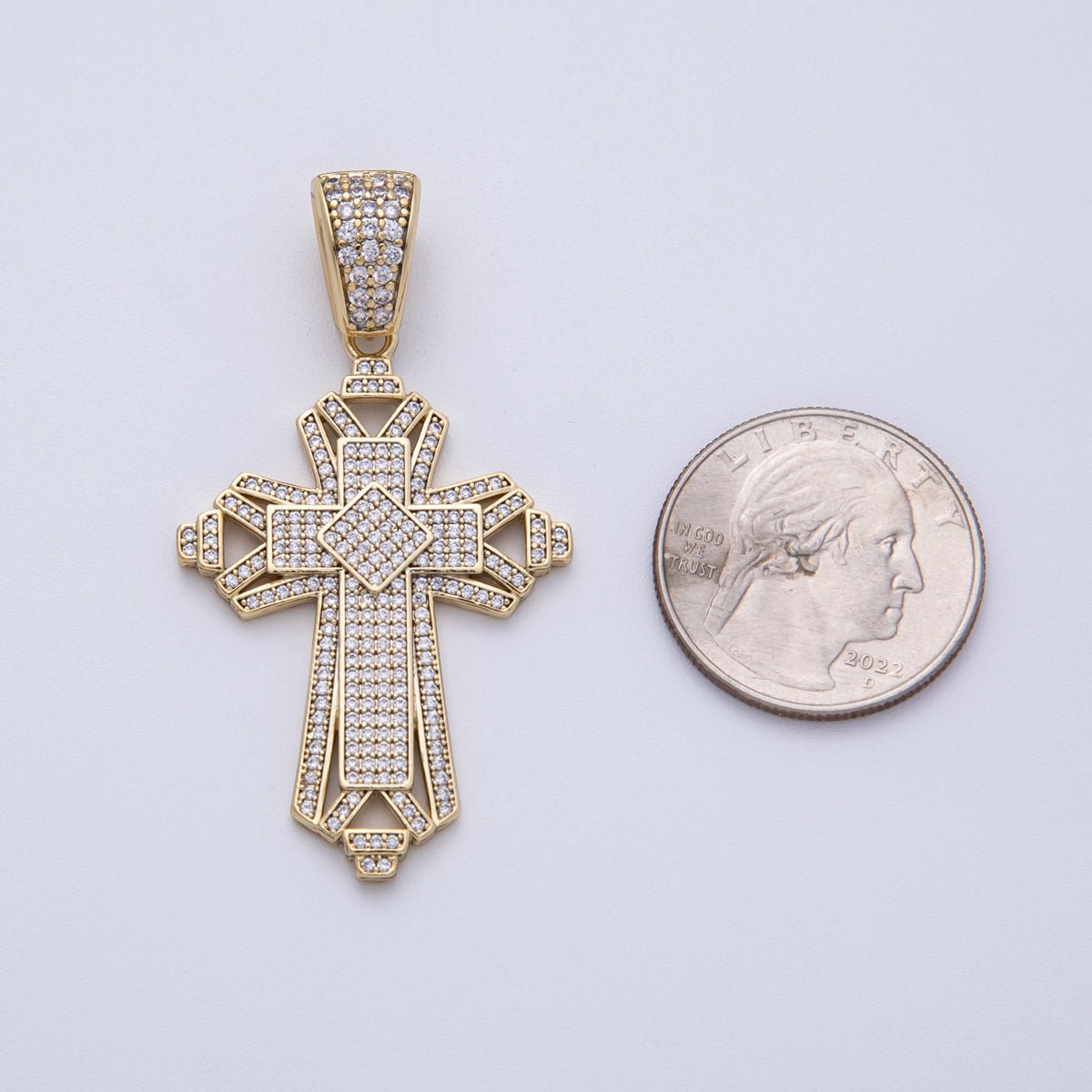 14K Gold Filled 44mm Religious Passion Cross Pendant | Charms - 00136 - DLUXCA