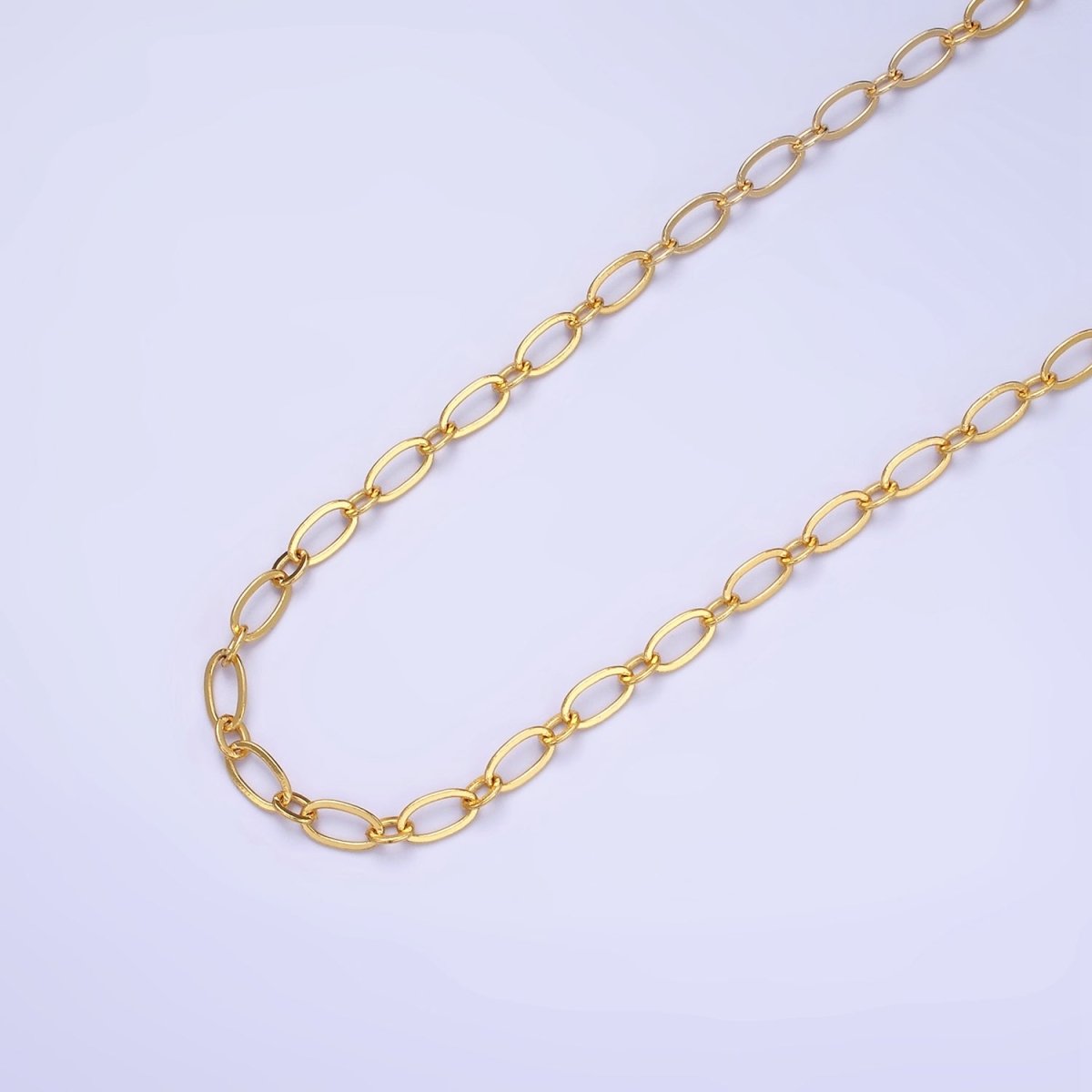 14K Gold Filled 4mm Minimalist Cable Link Unfinished Chain by Yard | Roll-1510 - DLUXCA