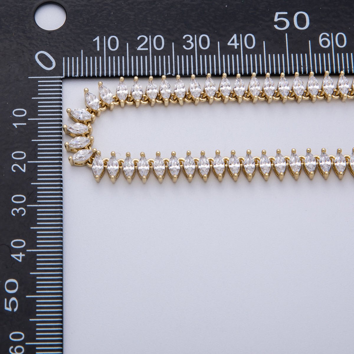 14K Gold Filled 5.5mm Clear Marquise CZ Navette Adjustable 17.5 Inch Necklace | WA - 4093 - DLUXCA