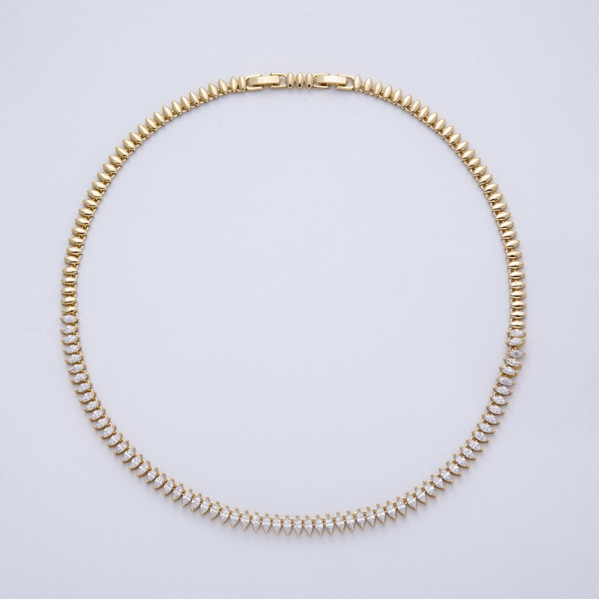 14K Gold Filled 5.5mm Clear Marquise CZ Navette Adjustable 17.5 Inch Necklace | WA - 4093 - DLUXCA