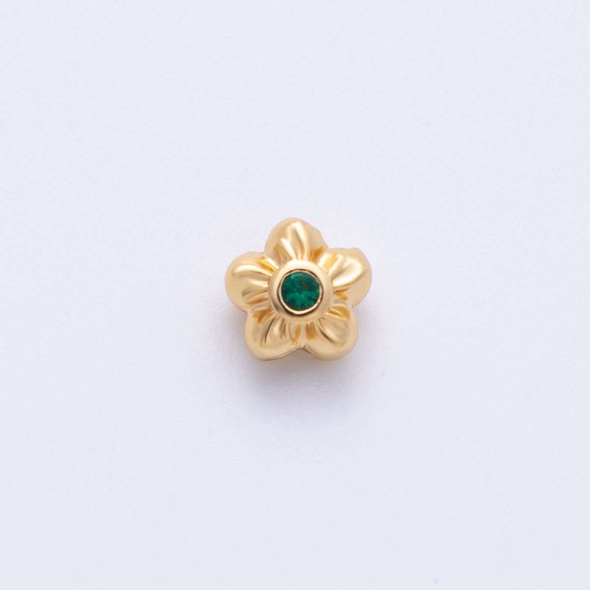 14k Gold Filled 6mm Fuchsia, Clear, And Green Round CZ Flower Textured Spacer Beads | Beads 00006 - 00008 - DLUXCA