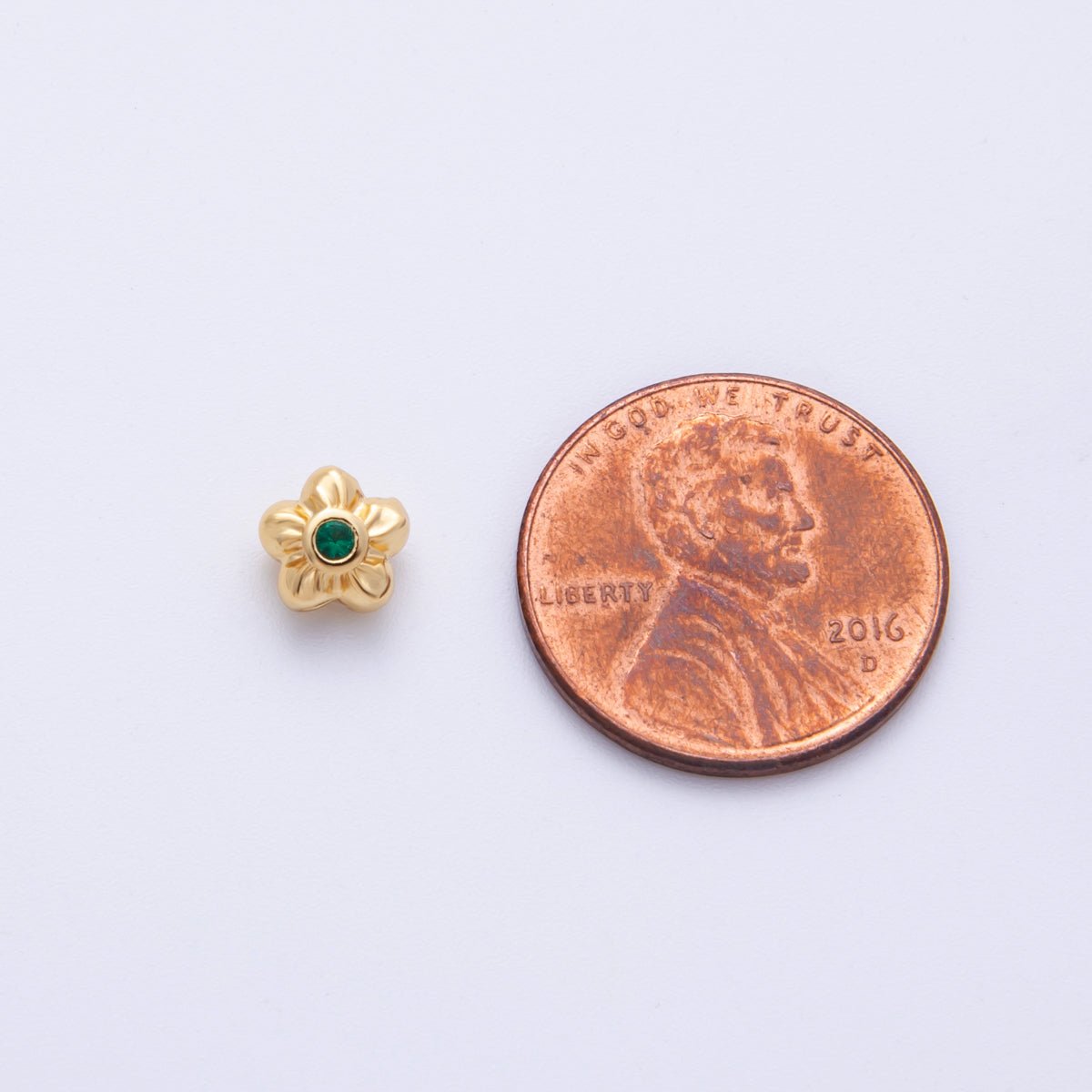 14k Gold Filled 6mm Fuchsia, Clear, And Green Round CZ Flower Textured Spacer Beads | Beads 00006 - 00008 - DLUXCA