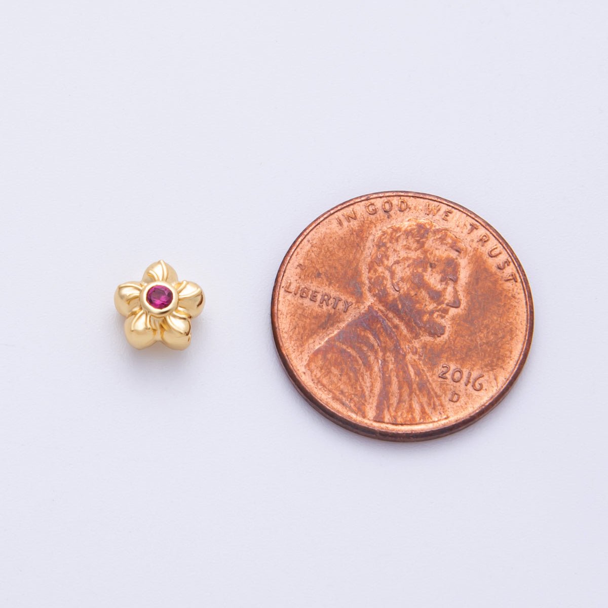 14k Gold Filled 6mm Fuchsia, Clear, And Green Round CZ Flower Textured Spacer Beads | Beads 00006 - 00008 - DLUXCA