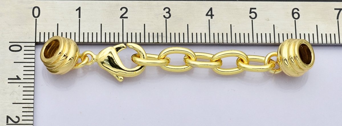 14K Gold Filled 6mm Paracord End Cap Clasps with Lobster and Extender | Z1301 - DLUXCA