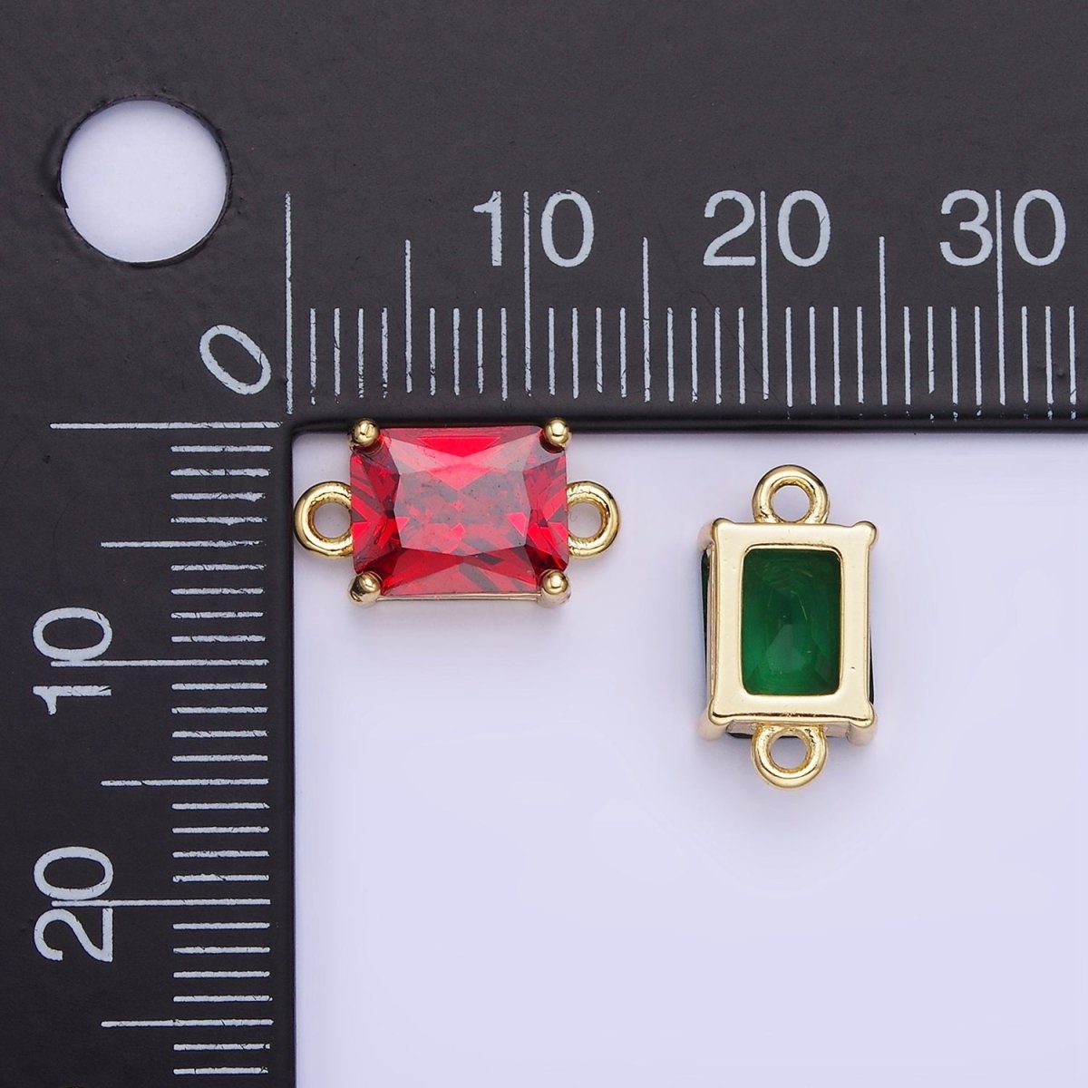 14K Gold Filled 7.5mm Baguette CZ Connector | G430 - G437 - DLUXCA