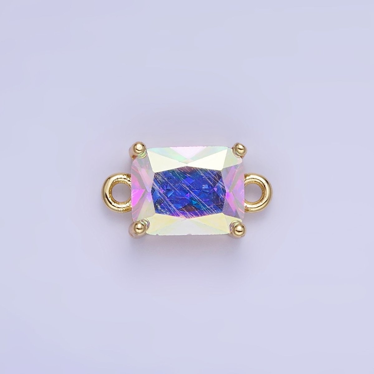 14K Gold Filled 7.5mm Baguette CZ Connector | G430 - G437 - DLUXCA