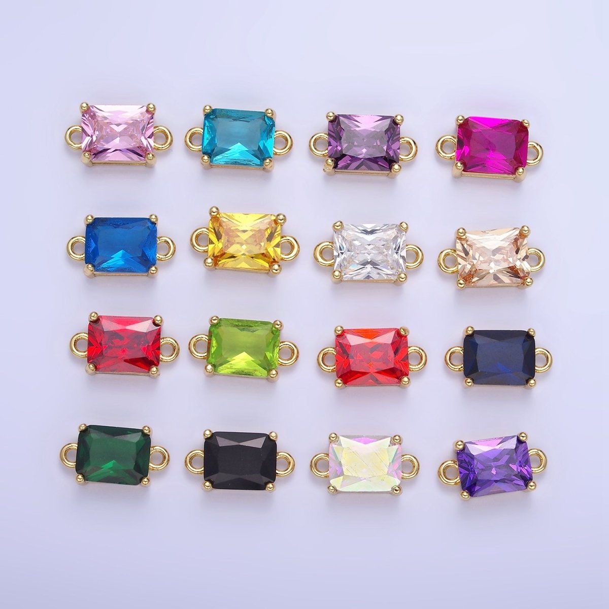 14K Gold Filled 7.5mm Baguette CZ Connector | G430 - G437 - DLUXCA