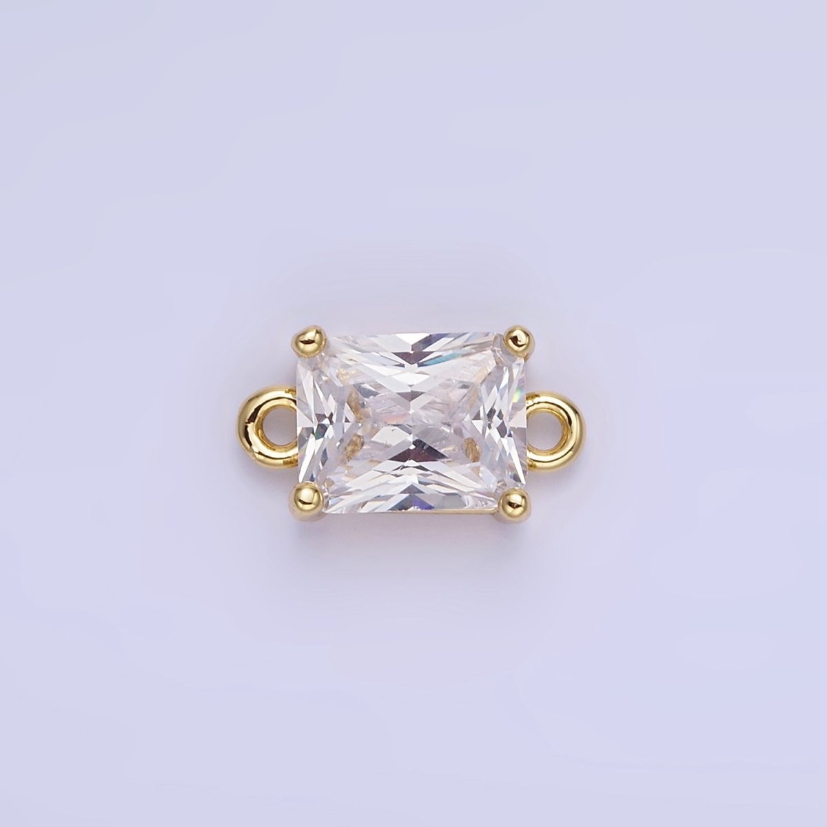 14K Gold Filled 7.5mm Baguette CZ Connector | G430 - G437 - DLUXCA