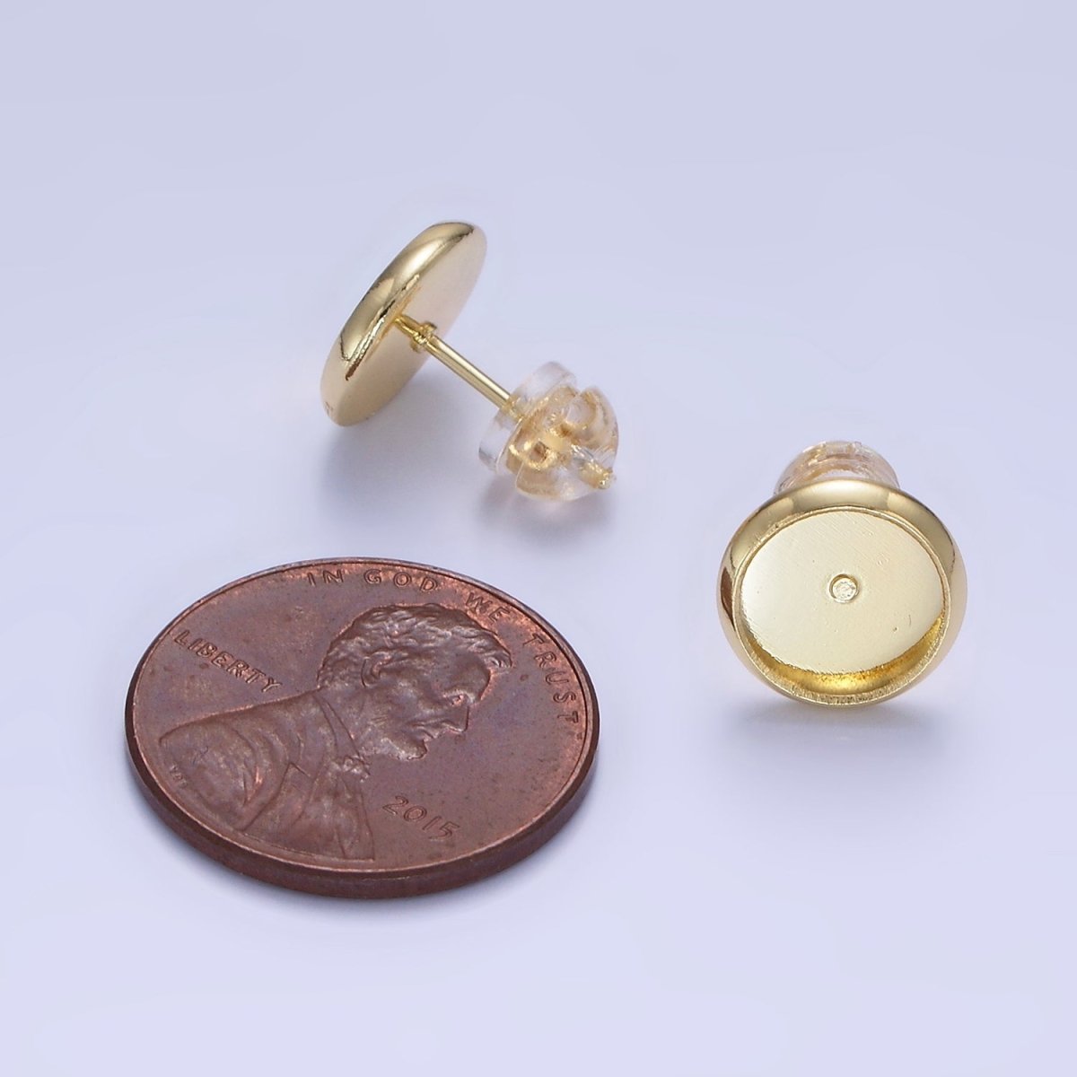 14K Gold Filled 8mm, 10mm Round Minimalist Drill Stud Earrings Findings | Z761 Z763 - DLUXCA