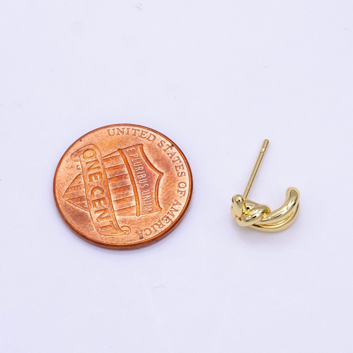 14K Gold Filled 8mm Knot Tied Mini C-Shaped Hoop Earrings | AB1172 - DLUXCA