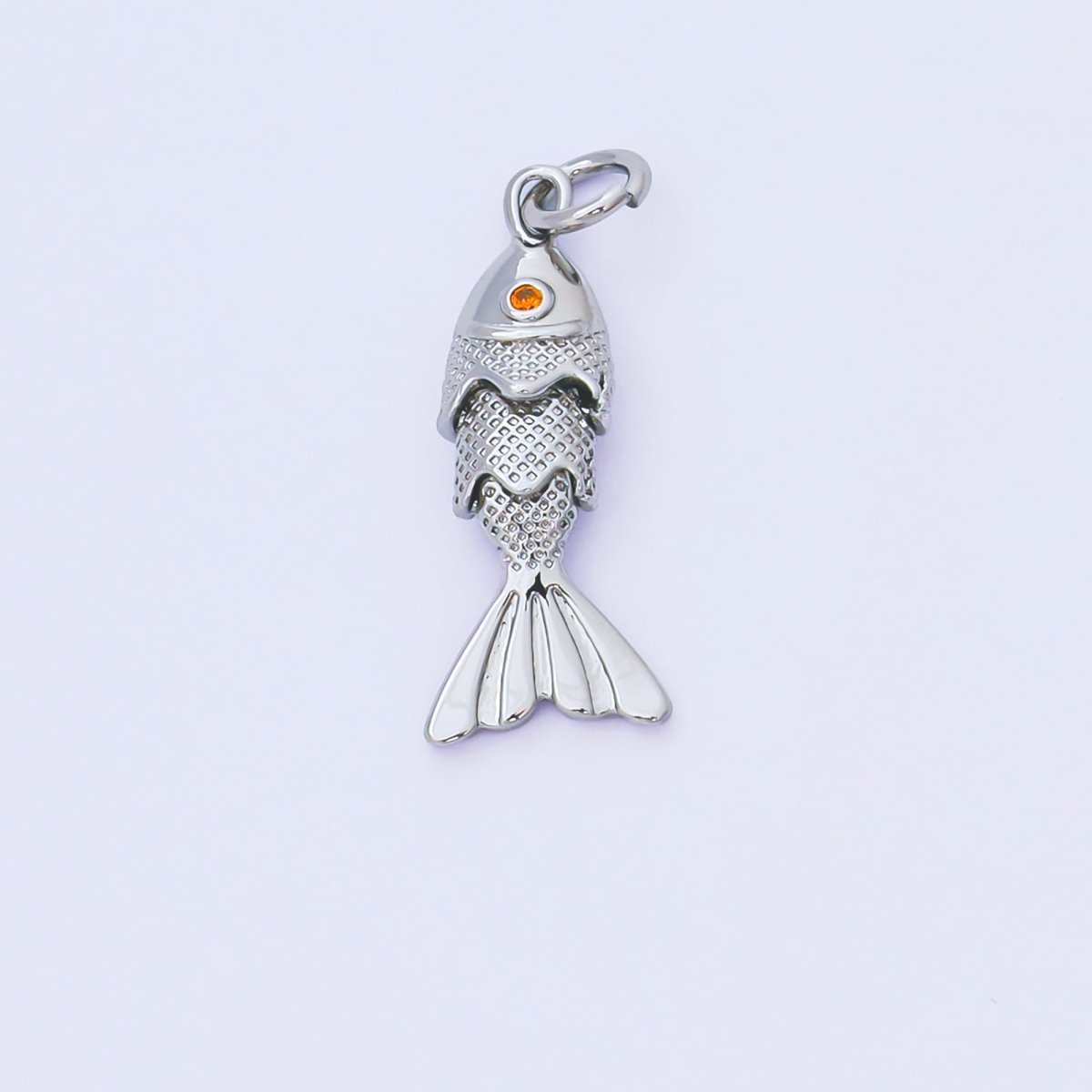14K Gold Filled 9mm Orange Round CZ Under the Sea Fish Moveable Animals Charm | AF1525 AF1526 - DLUXCA