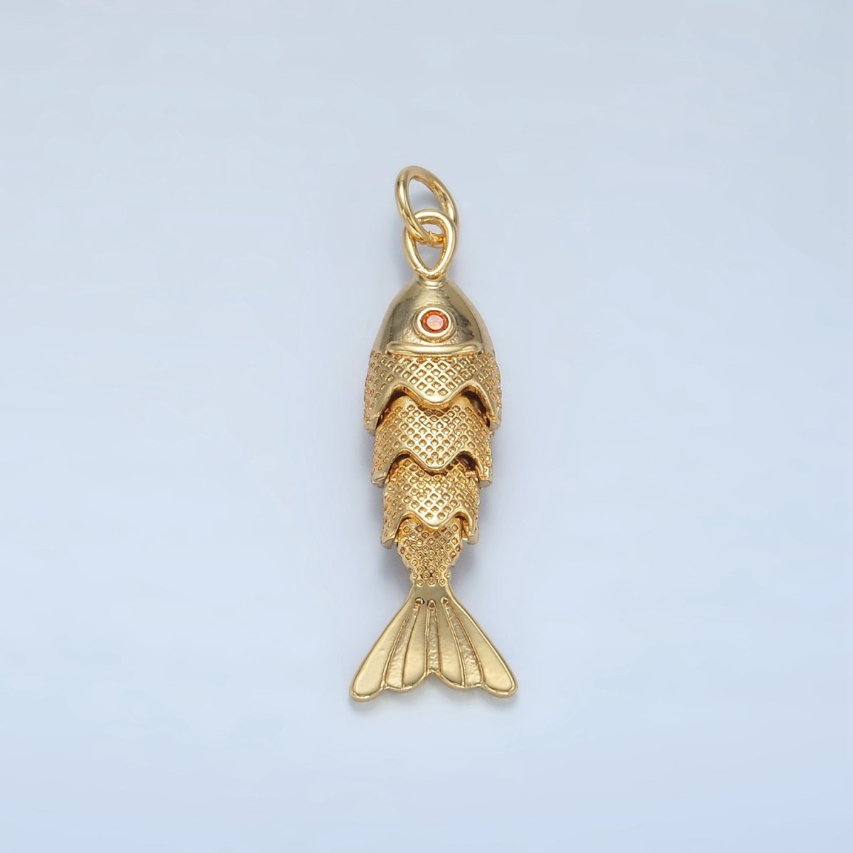 14K Gold Filled 9mm Orange Round CZ Under the Sea Fish Moveable Animals Charm | AF1525 AF1526 - DLUXCA