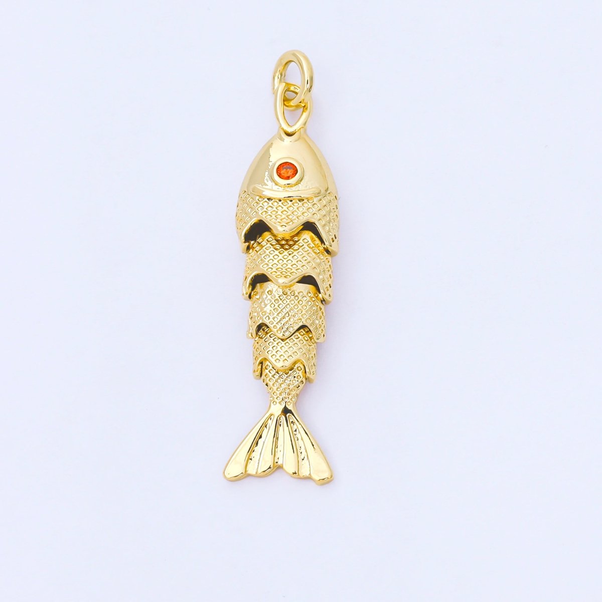 14K Gold Filled 9mm Orange Round CZ Under the Sea Fish Moveable Animals Charm | AF1525 AF1526 - DLUXCA