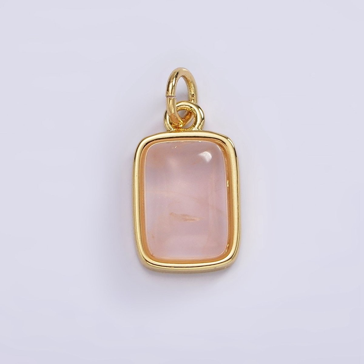 14K Gold Filled Amethyst, Citrine, Aquamarine, Rose Quartz Rectangular Bezel Charm | AG589 - AG590 - DLUXCA