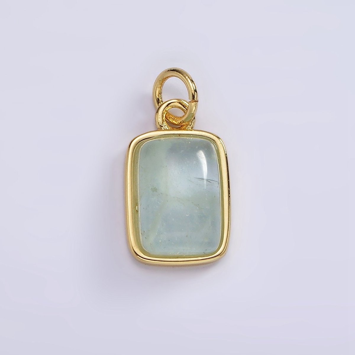 14K Gold Filled Amethyst, Citrine, Aquamarine, Rose Quartz Rectangular Bezel Charm | AG589 - AG590 - DLUXCA