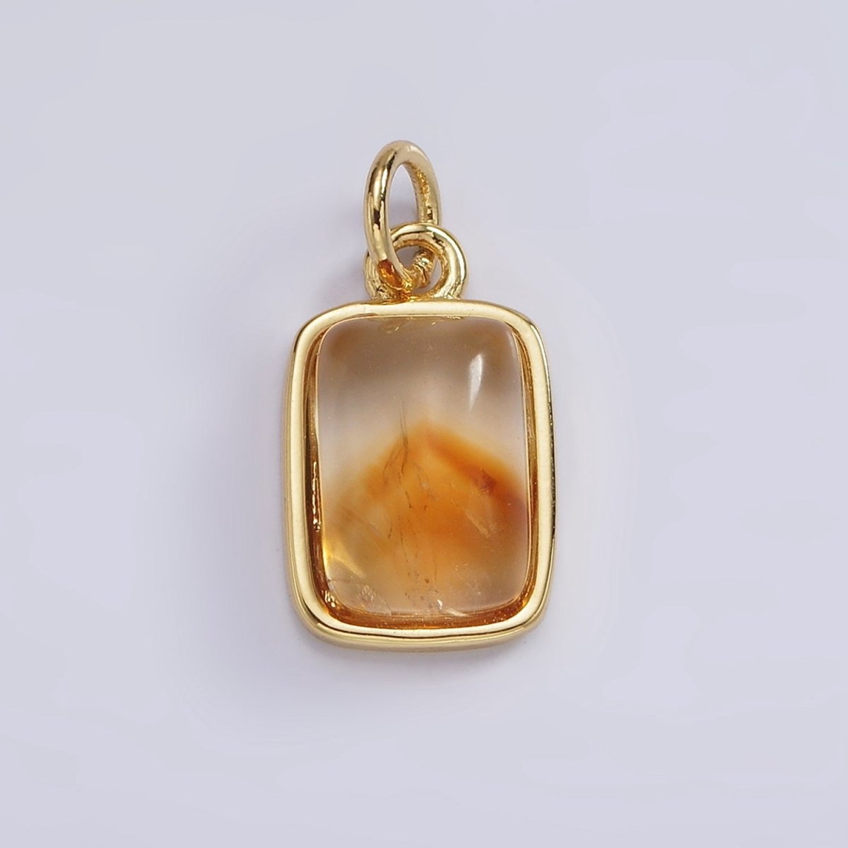 14K Gold Filled Amethyst, Citrine, Aquamarine, Rose Quartz Rectangular Bezel Charm | AG589 - AG590 - DLUXCA