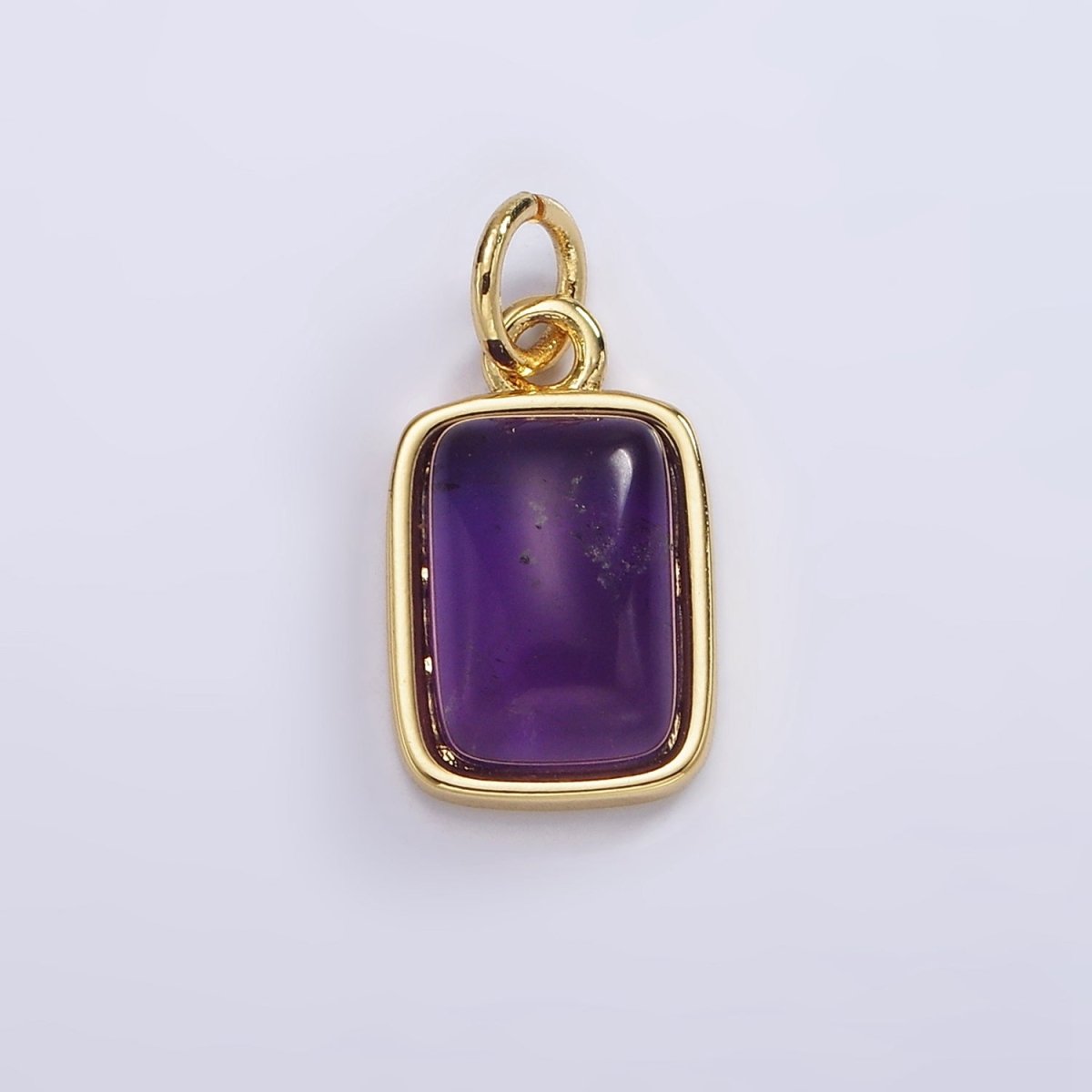 14K Gold Filled Amethyst, Citrine, Aquamarine, Rose Quartz Rectangular Bezel Charm | AG589 - AG590 - DLUXCA