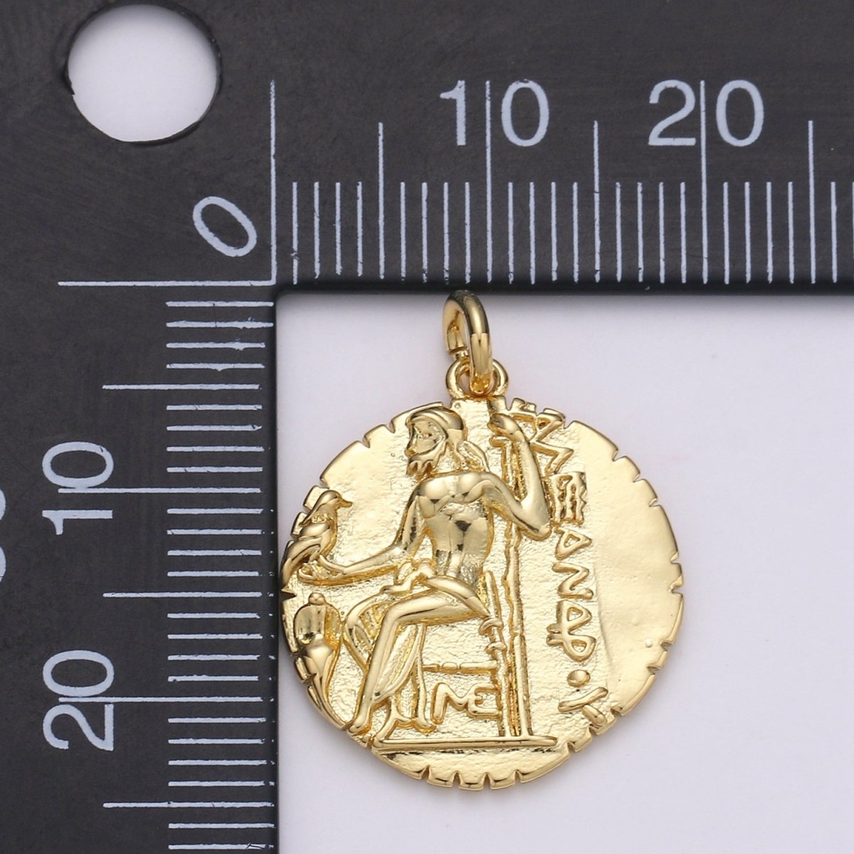 14k Gold Filled Ancient Gold Coin Pendant, Greek Warrior Alexander the Great Coin Pendant, Earing DIY, Roman Coin Pendant, Earring Coin D - 151 - DLUXCA