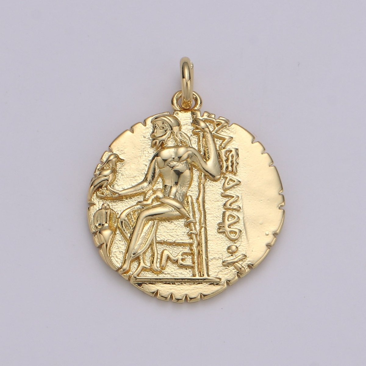 14k Gold Filled Ancient Gold Coin Pendant, Greek Warrior Alexander the Great Coin Pendant, Earing DIY, Roman Coin Pendant, Earring Coin D - 151 - DLUXCA
