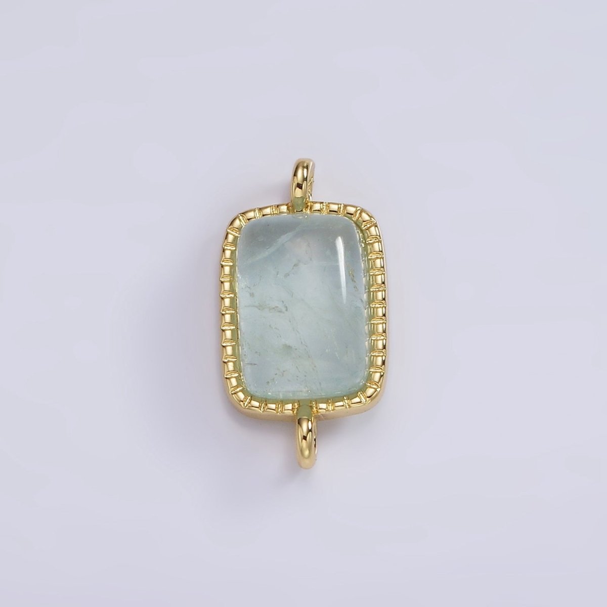 14K Gold Filled Aquamarine, Citrine Gemstone Rectangular Dotted Connector | G255 - DLUXCA